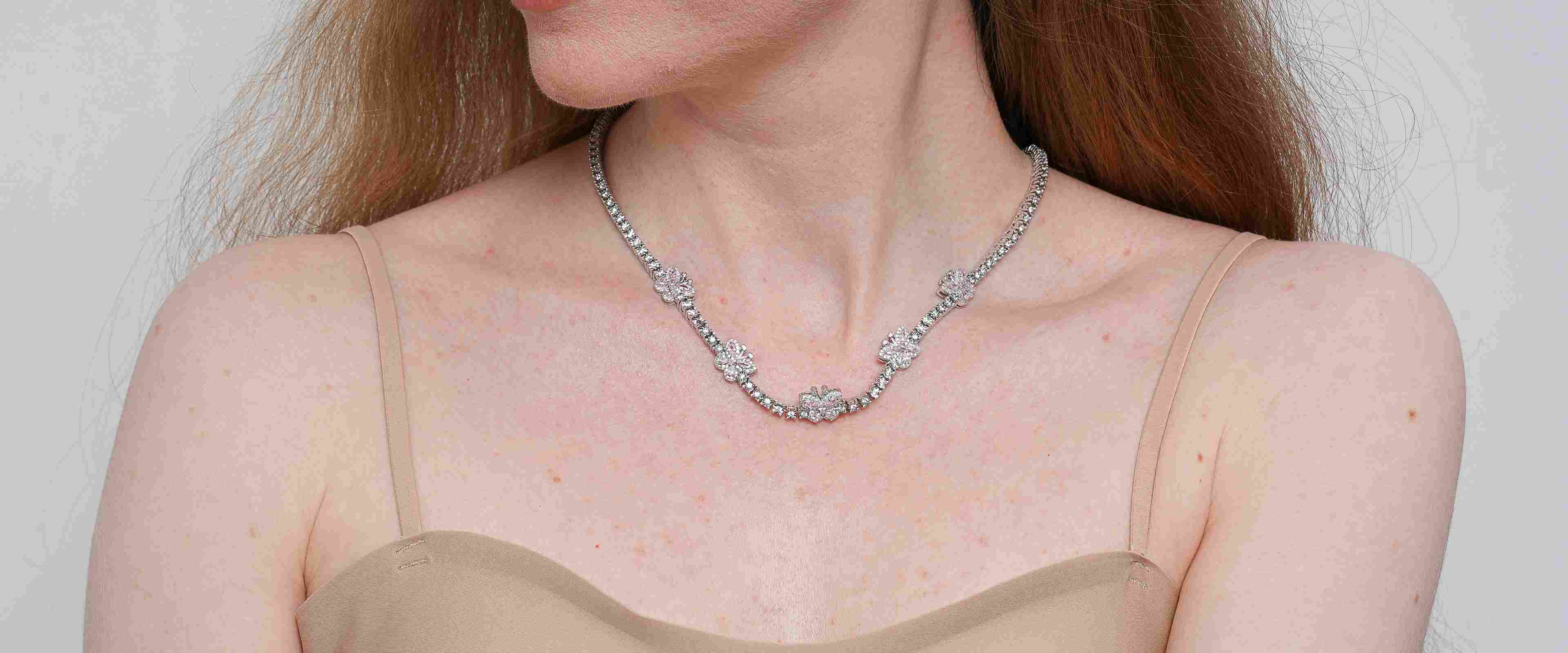 Shining Star Jewelry Women's Moissanite Colored Zircon Butterfly Tennis Necklace Shining Star Jewelry Women's Moissanite Colored Zircon Butterfly Tennis Necklace