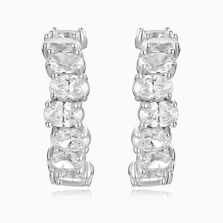 Shining Star Jewelry New Arrival Women Sterling Silver Oval Zircon Stud Earrings