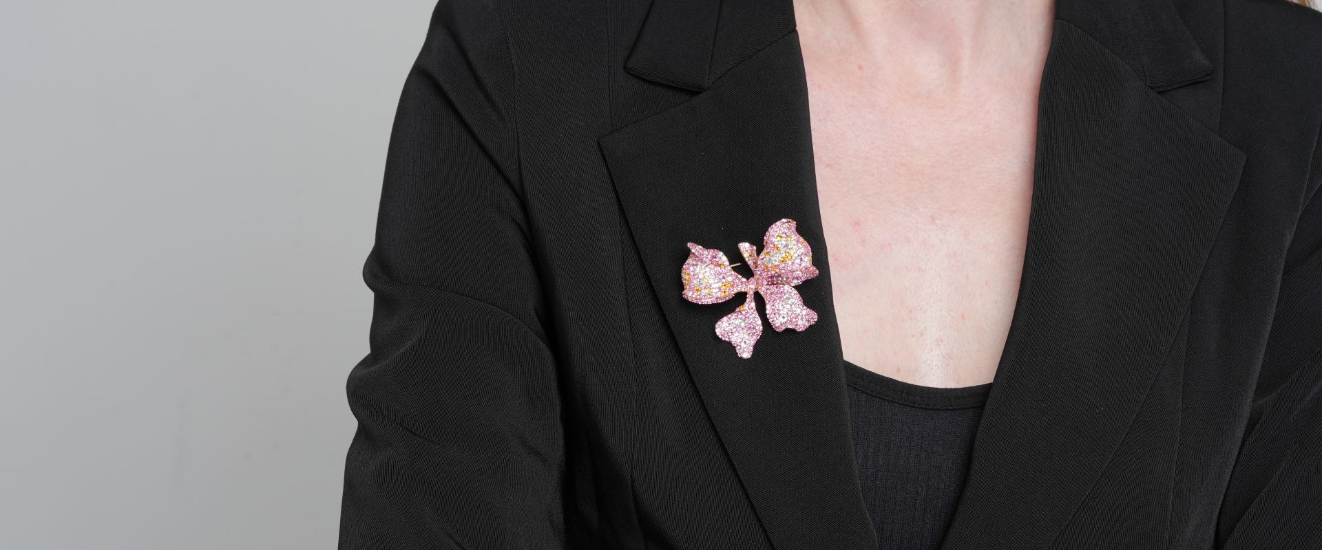 Shining Star Jewelry Charming 925 Silver Iced Out Colored Zircon Bow Brooch Shining Star Jewelry Charming 925 Silver Iced Out Colored Zircon Bow Brooch