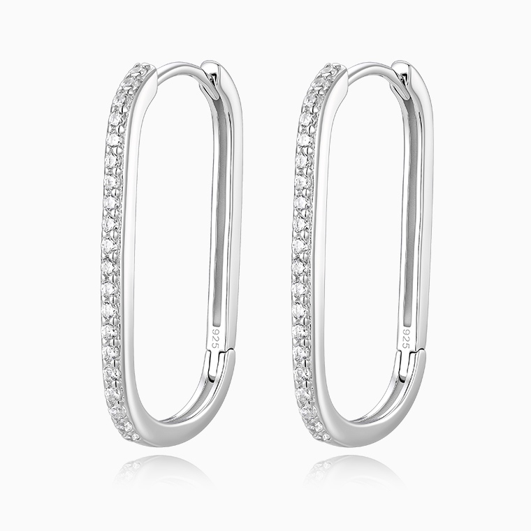 Shining Star Jewelry 925 Sterling Silver CZ Women's 18mm 24mm 30mm Hoop Earrings