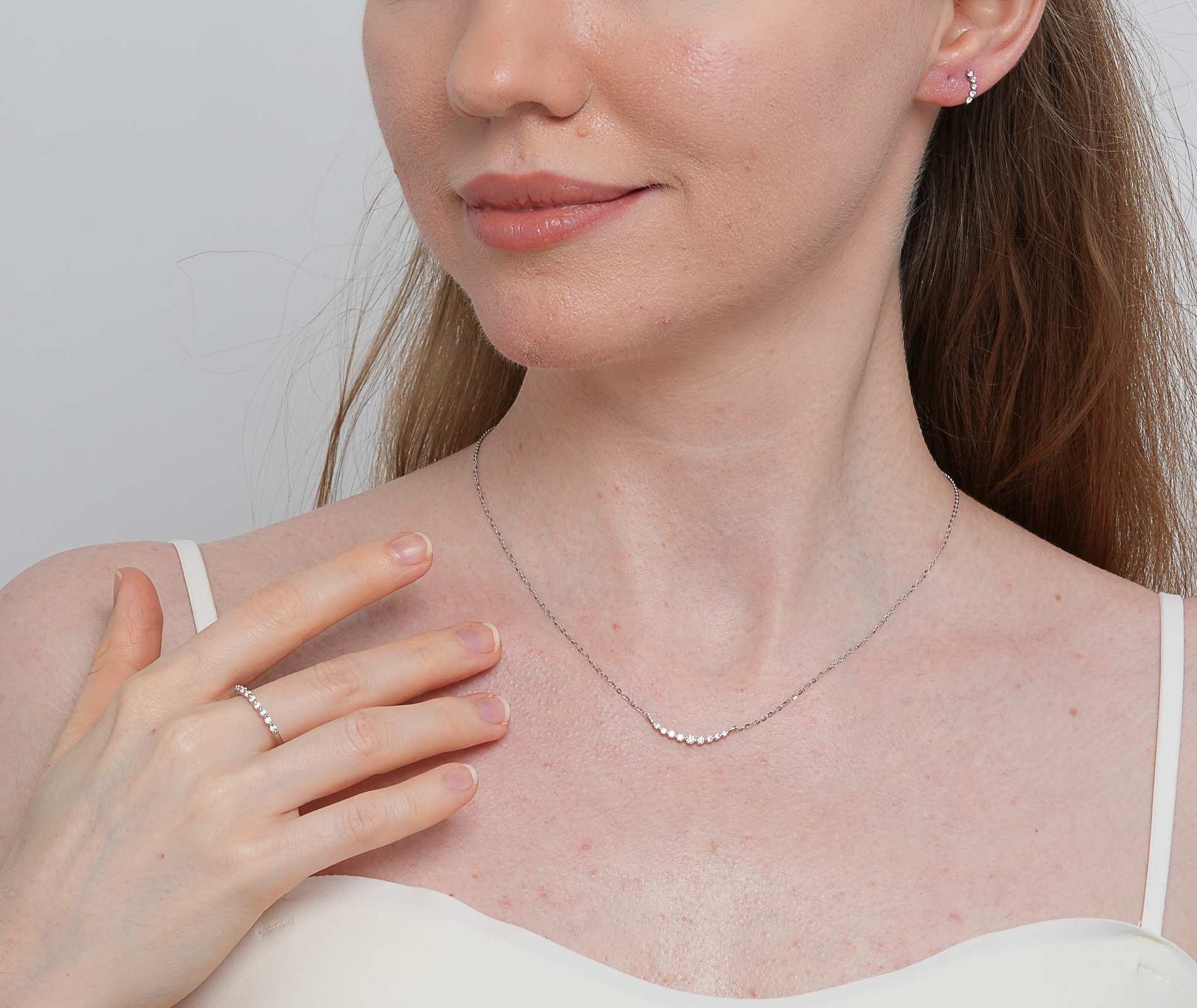 Shining Star Jewelry Women's 925 Silver VVS Moissanite Half Eternity Jewelry Set Shining Star Jewelry Women's 925 Silver VVS Moissanite Half Eternity Jewelry Set