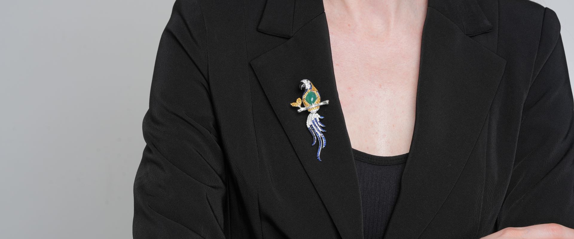 Shining Star Jewelry Women's Luxury 925 Silver Colored Zircon Bird Parrot Brooch Shining Star Jewelry Women's Luxury 925 Silver Colored Zircon Bird Parrot Brooch