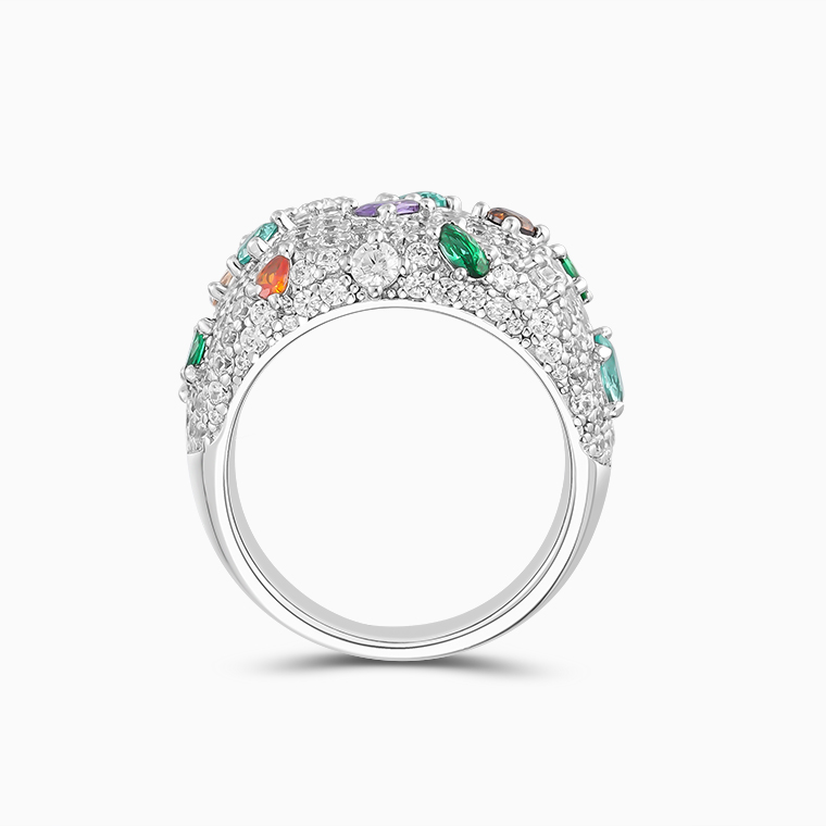 Shining Star Jewelry Hip Hop Irregular Colored Zircon Moissanite Men Chunky Ring