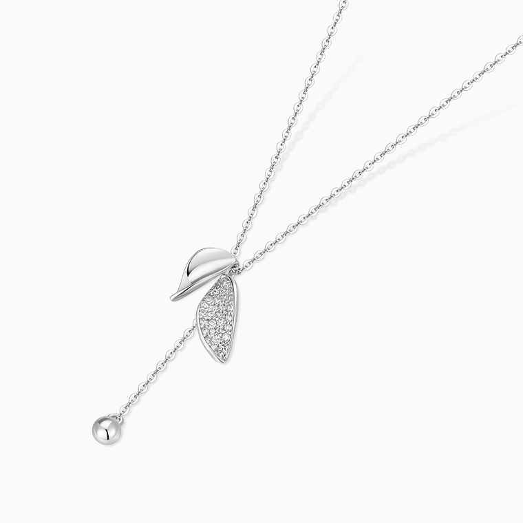 Shining Star Jewelry Adjustable CZ 925 Silver Leaves Pendant Fine Necklace Women Shining Star Jewelry Adjustable CZ 925 Silver Leaves Pendant Fine Necklace Women