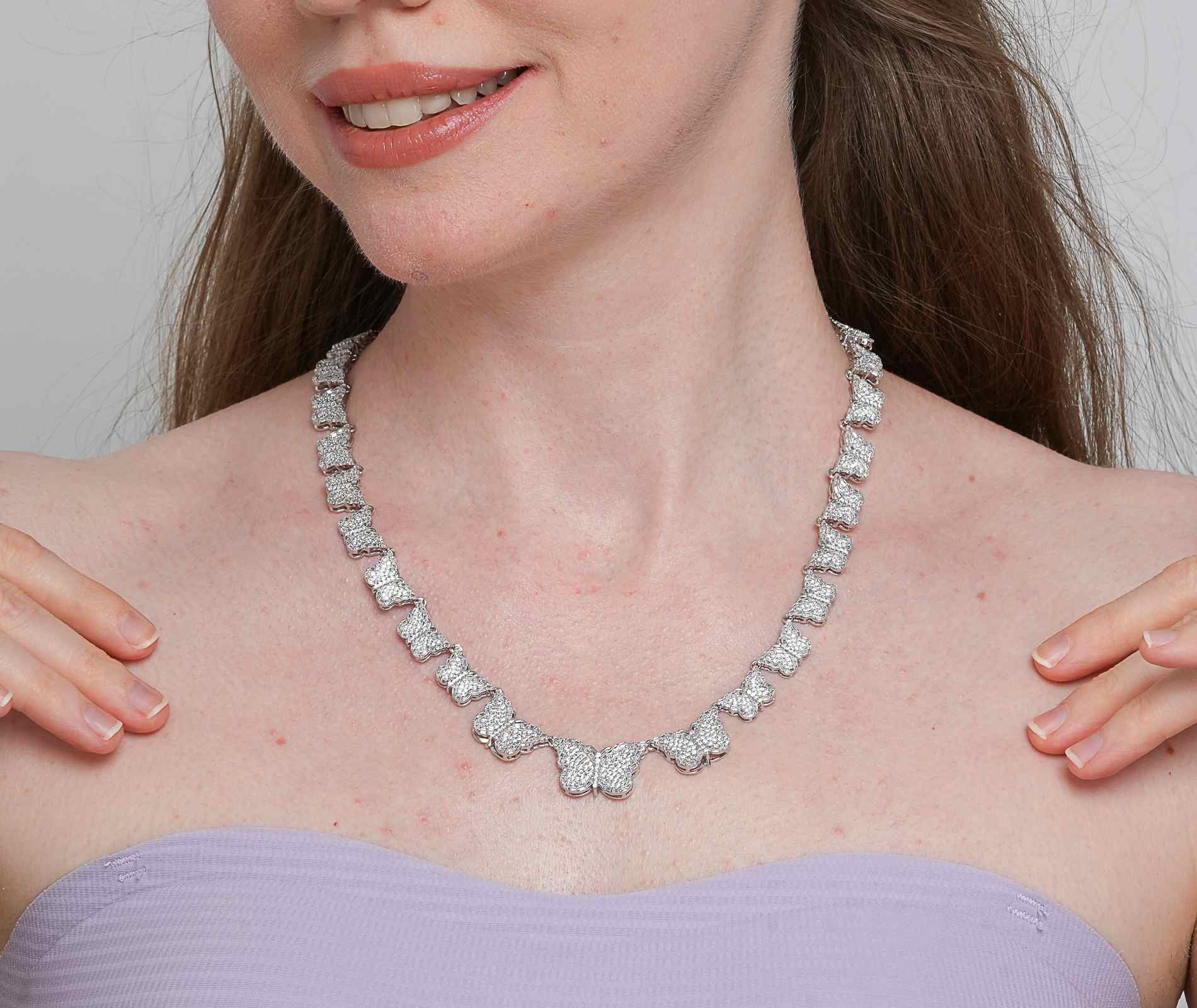 Shining Star Jewelry Fashionable Silver Iced Out Moissanite Butterfly Necklace Shining Star Jewelry Fashionable Silver Iced Out Moissanite Butterfly Necklace