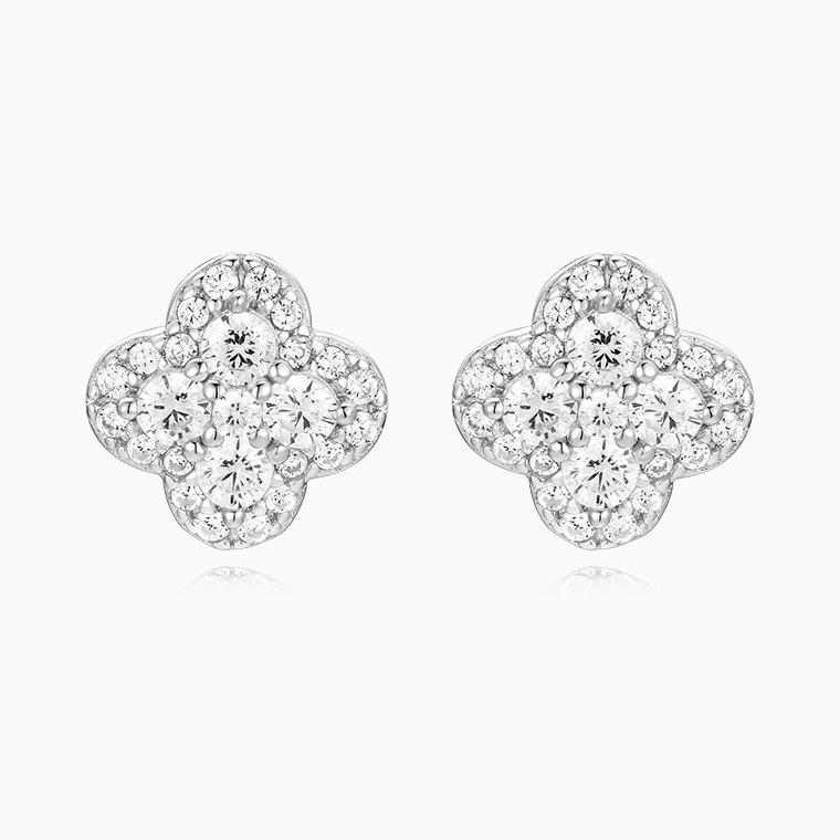 Shining Star Jewelry Men Iced Out Moissanite Flower Shape Cluster Earrings