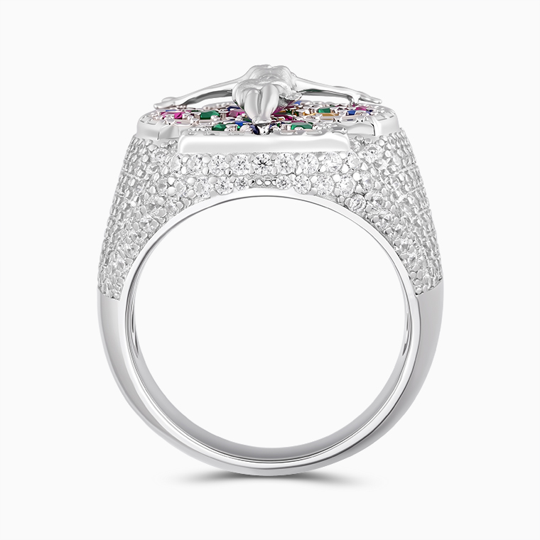 Shining Star Jewelry Hip Hop Christian Jesus Cross Colored Zircon Crucifix Ring