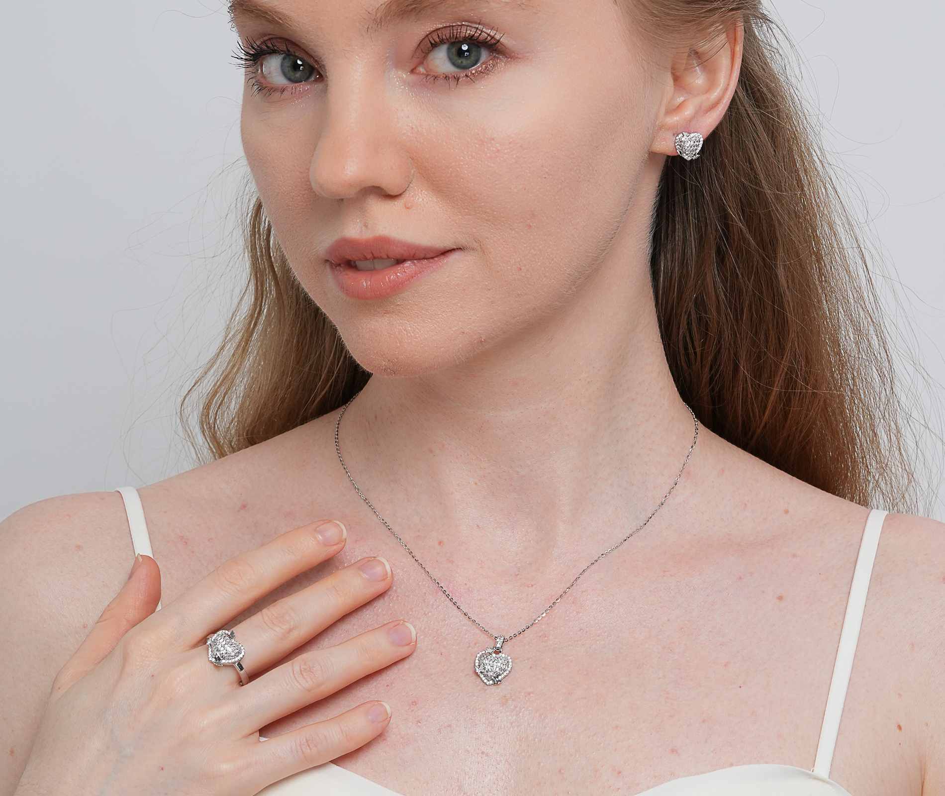 Shining Star Jewelry Luxury Wedding Women Cubic Zirconia Heart Fine Jewelry Set Shining Star Jewelry Luxury Wedding Women Cubic Zirconia Heart Fine Jewelry Set