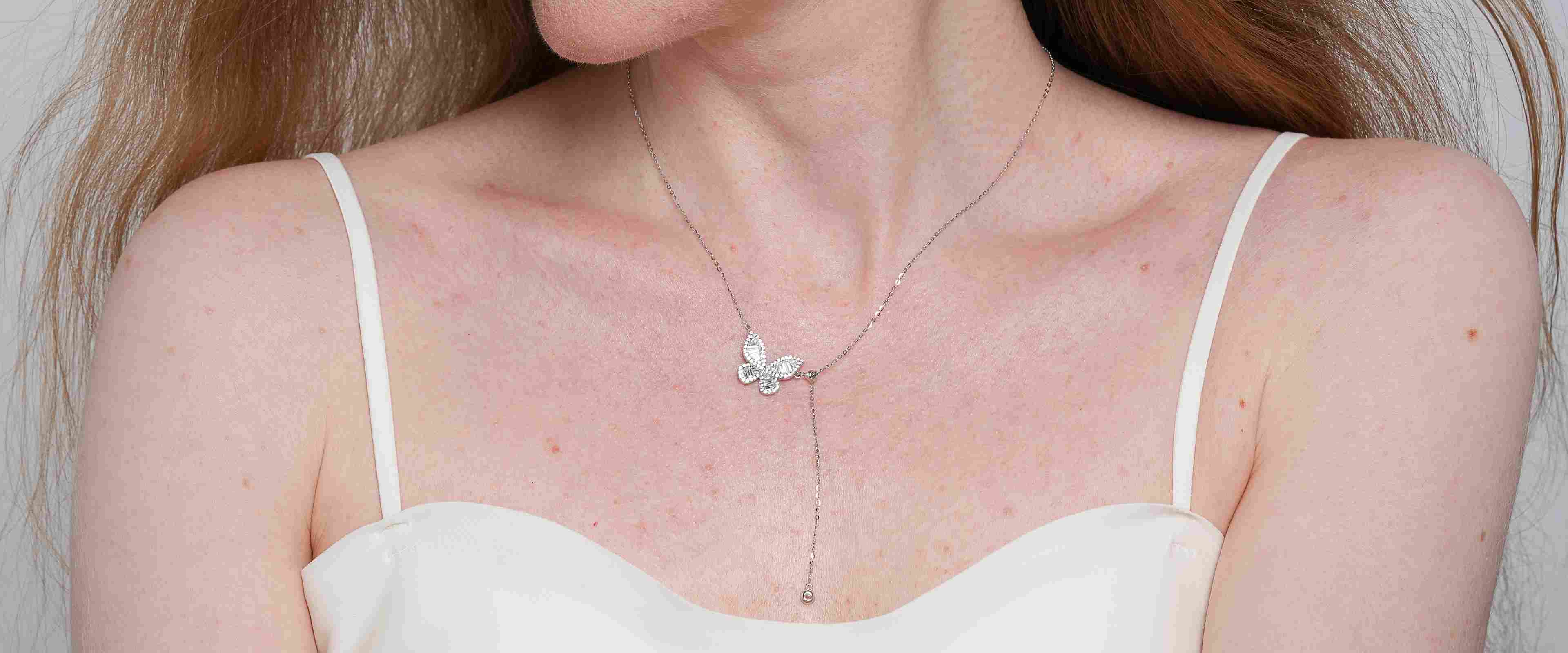 Shining Star Jewelry Adjustable Iced Baguette Moissanite Butterfly Fine Necklace Shining Star Jewelry Adjustable Iced Baguette Moissanite Butterfly Fine Necklace