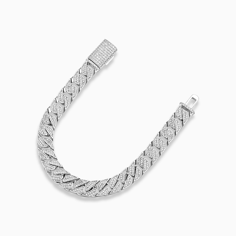 Shining Star Jewelry Custom Solid 925 Silver New Fashion Flat Cuban Bracelet