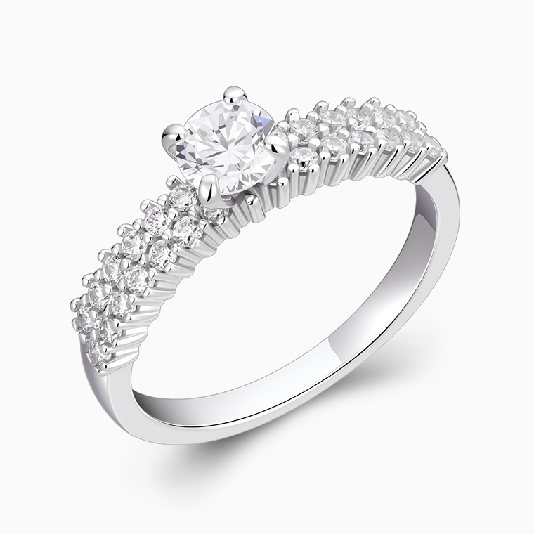 Shining Star Jewelry Dainty Round Cz Ring Women Sterling Silver Wedding Rings
