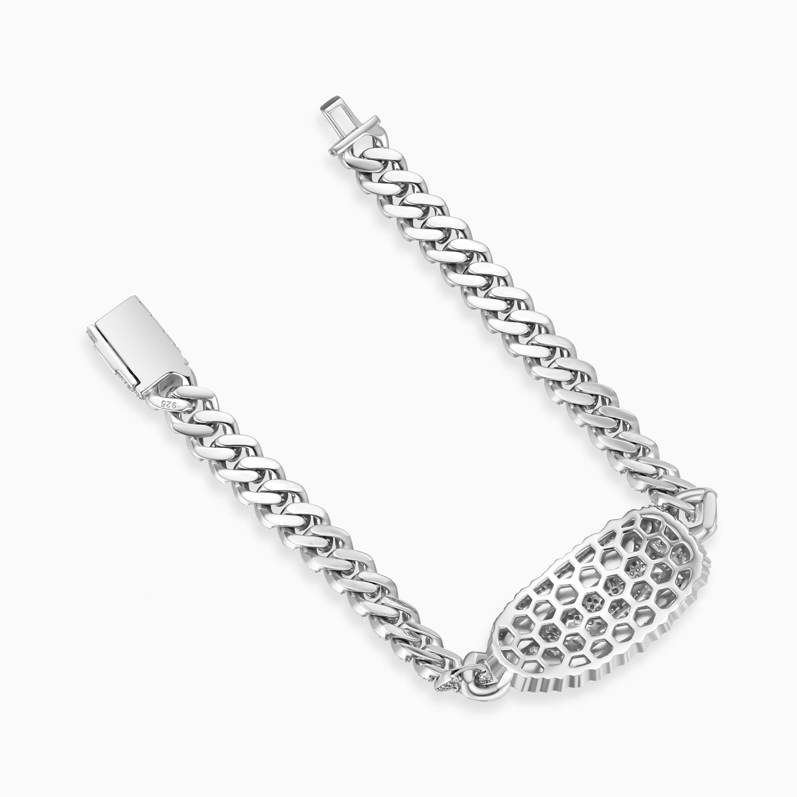 Shining Star Jewelry Charms 925 Silver Zircon Blessed Virgin Mary Cuban Bracelet