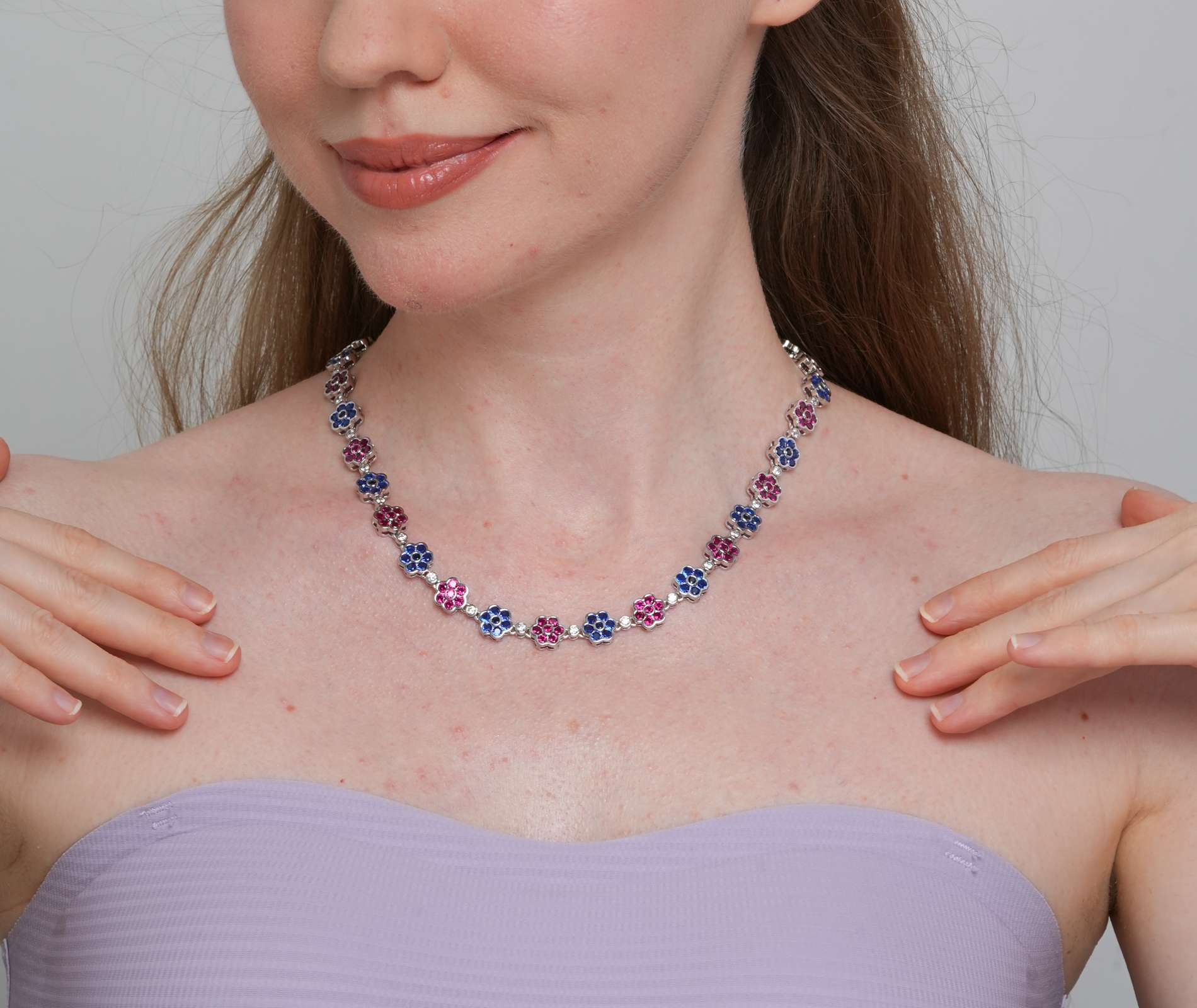 Shining Star Jewelry Iced Out Chain Wholesale Multi Color Flower Tennis Necklace Shining Star Jewelry Iced Out Chain Wholesale Multi Color Flower Tennis Necklace