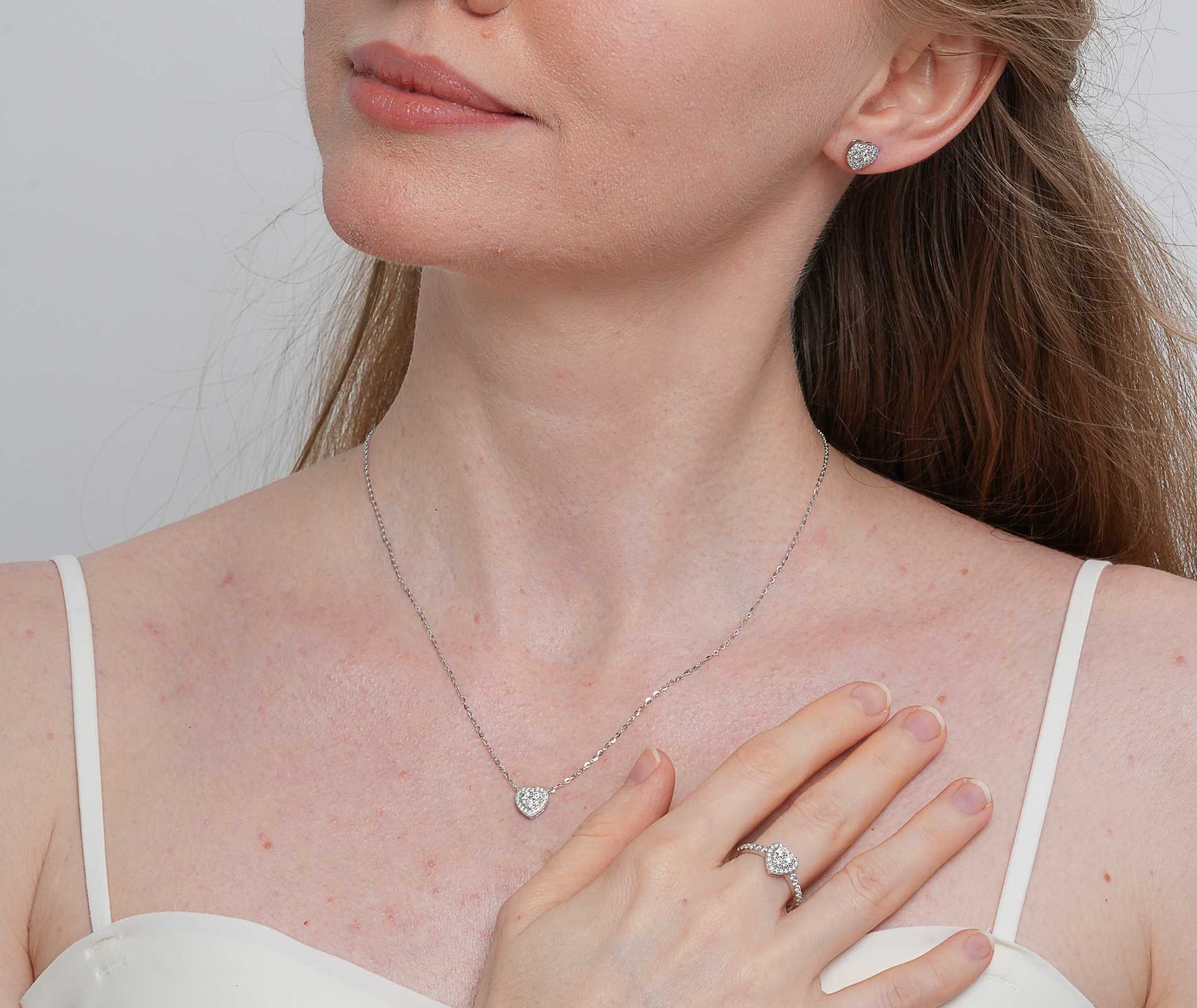 Shining Star Jewelry Women's Engagement Sterling Silver Moissanite Jewelry Set Shining Star Jewelry Women's Engagement Sterling Silver Moissanite Jewelry Set