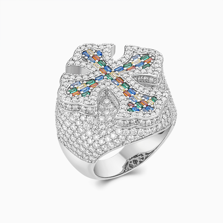 Shining Star Jewelry vintage fashion Hip Hip S925 Baguette Men Gothic Cross Ring