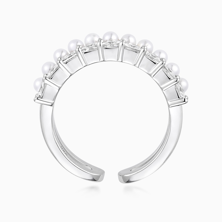 Shining Star Jewelry Luxury Pearl Zircon Princess Cut Sparkling Open Ring Women Shining Star Jewelry Luxury Pearl Zircon Princess Cut Sparkling Open Ring Women