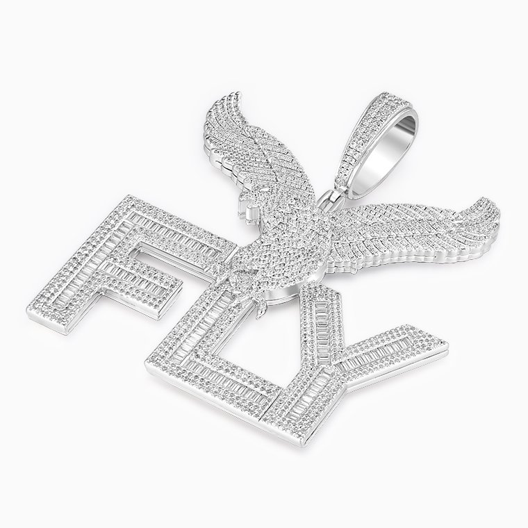 Shining Star Jewelry Custom Hip Hop Animal Eagle Baguette Diamond Letter Pendant