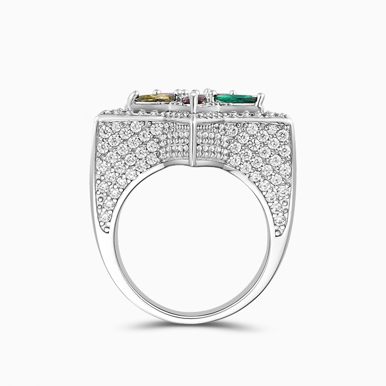 Shining Star Jewelry Men's Colored Zircon White vvs Moissanite Star Ring