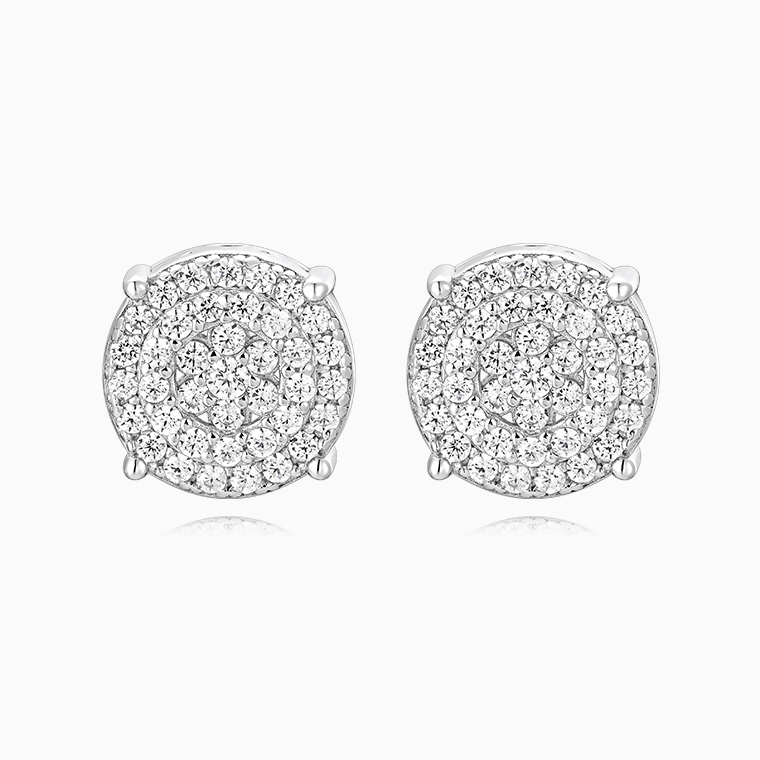 Shining Star Jewelry Hip Hop Platinum Plated Silver Moissanite Stud Earrings