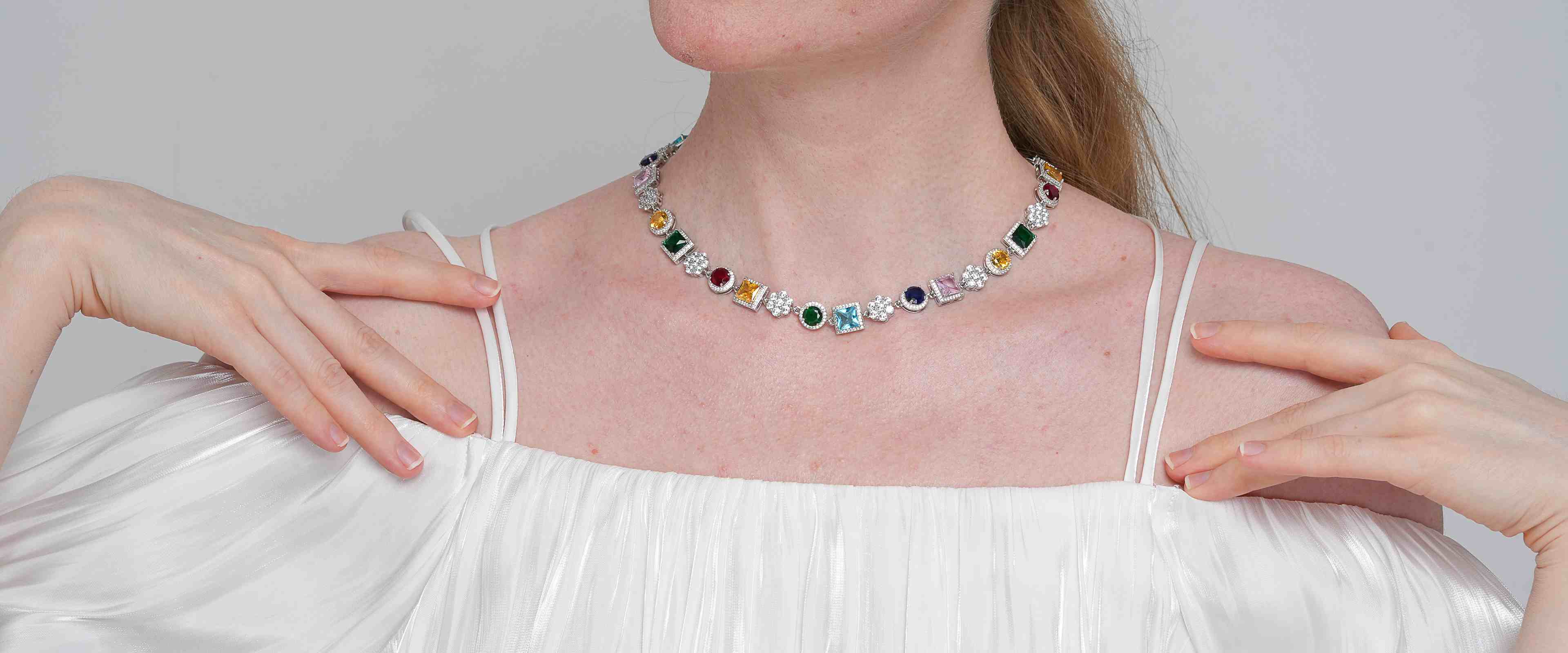 Shining Star Jewelry Chunky Zircon Color Tennis Chain Necklace For Women Shining Star Jewelry Chunky Zircon Color Tennis Chain Necklace For Women