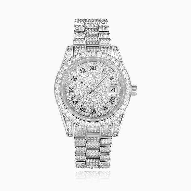 Iced Out Moissanite Mechanical Watch | D/VVS1 Stones-Shining Star