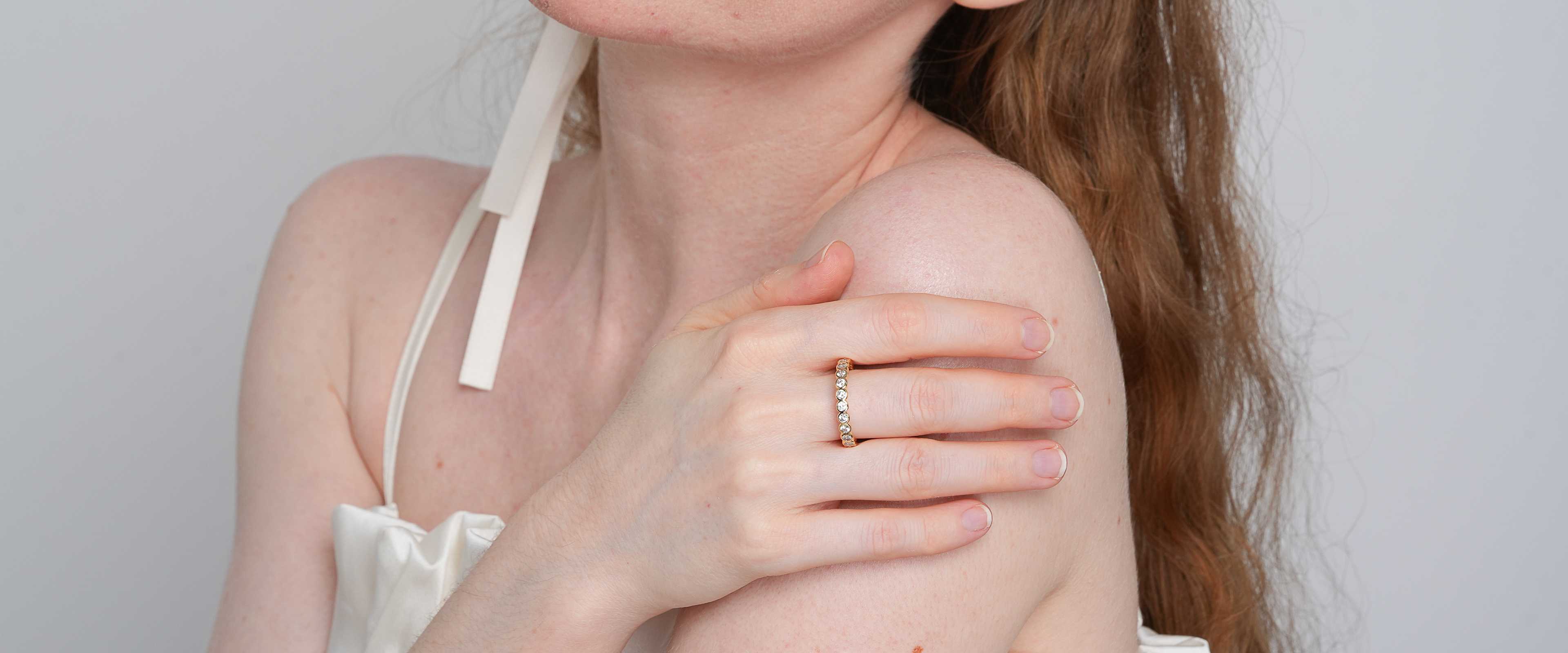 Shining Star Jewelry Solid 14K Gold Cubic Zirconia Eternity Ring Gift For Women Shining Star Jewelry Solid 14K Gold Cubic Zirconia Eternity Ring Gift For Women