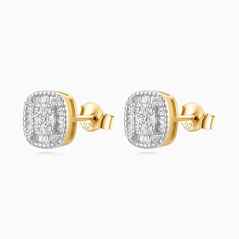 Shining Star Jewelry Hot Sale Baguette Zircon Men Hip Hop Iced Out Stud Earrings