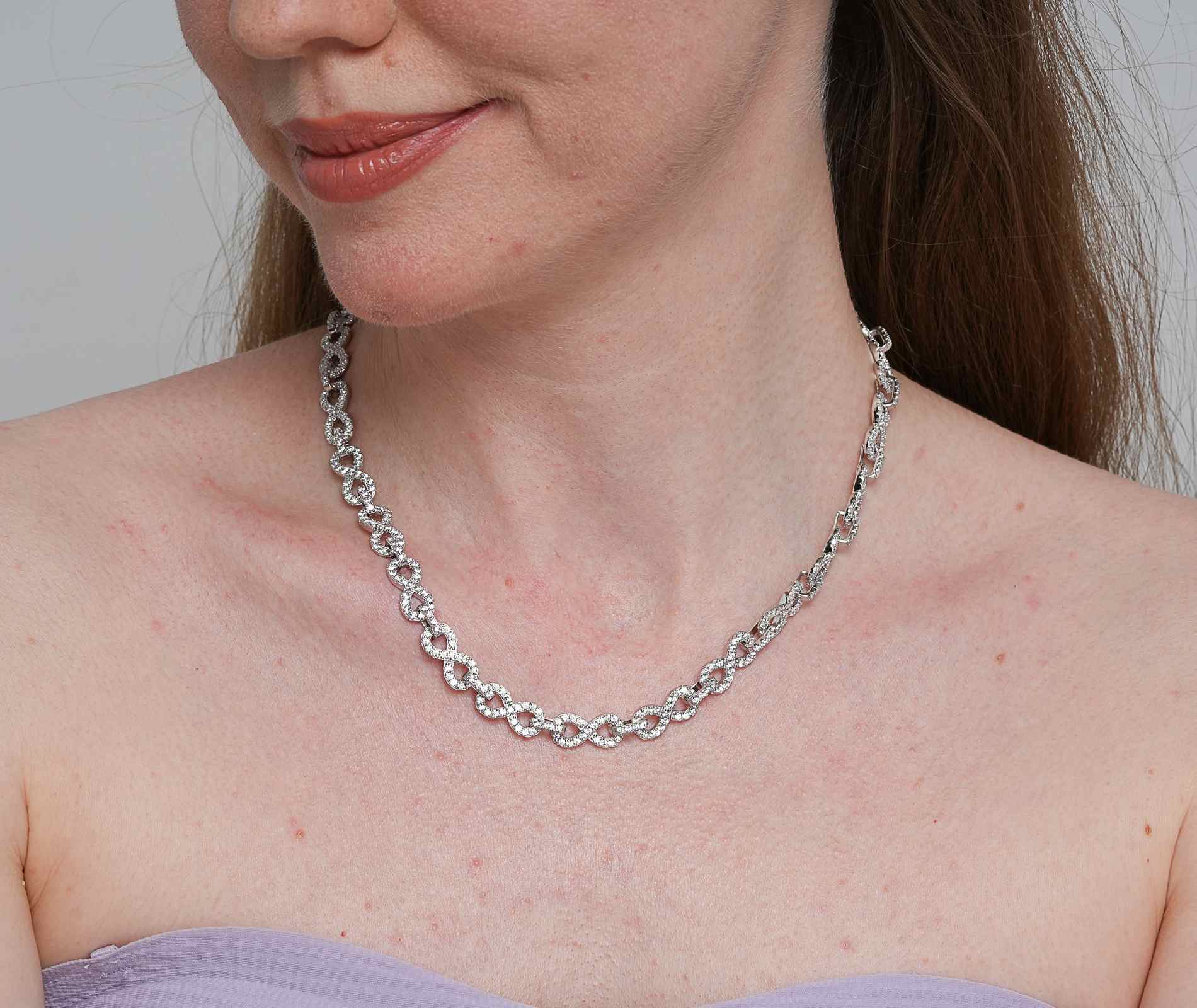 Shining Star Jewelry Fashionable 8mm 925 Silver Moissanite Thin Infinity Chain Shining Star Jewelry Fashionable 8mm 925 Silver Moissanite Thin Infinity Chain