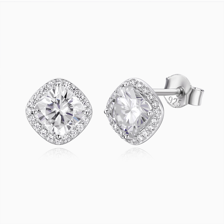 Shining Star Jewelry Luxury Moissanite S925 Halo Stud Earrings For Women