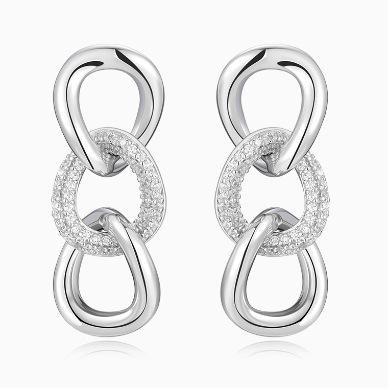 Shining Star Jewelry Simple Style Sterling Silver Zircon Women's Dangle Earrings