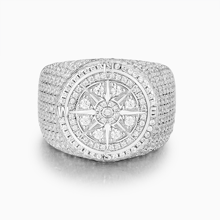 Shining Star Jewelry New Arrival VVS Moissanite Compass Pattern Fashion Men Ring