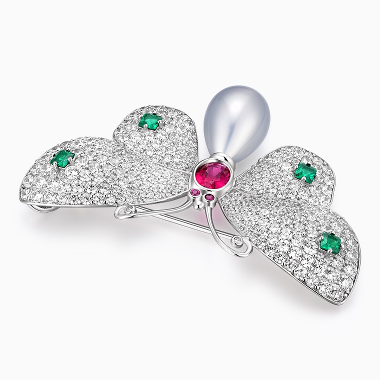 Shining Star Jewelry Women's Fashion Ruby Zircon 925 Silver Butterfly Brooch Shining Star Jewelry Women's Fashion Ruby Zircon 925 Silver Butterfly Brooch
