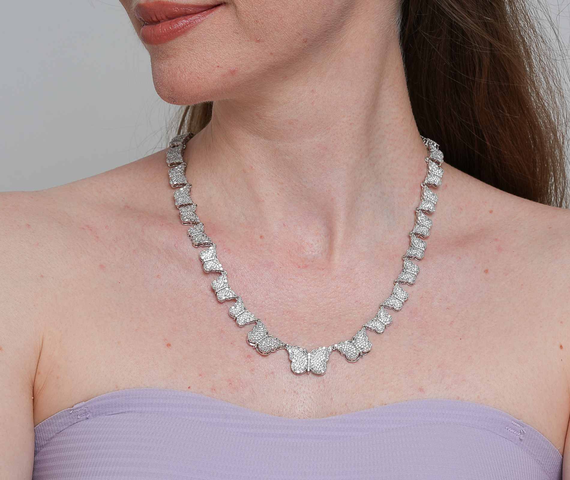 Shining Star Jewelry Fashionable Silver Iced Out Moissanite Butterfly Necklace Shining Star Jewelry Fashionable Silver Iced Out Moissanite Butterfly Necklace