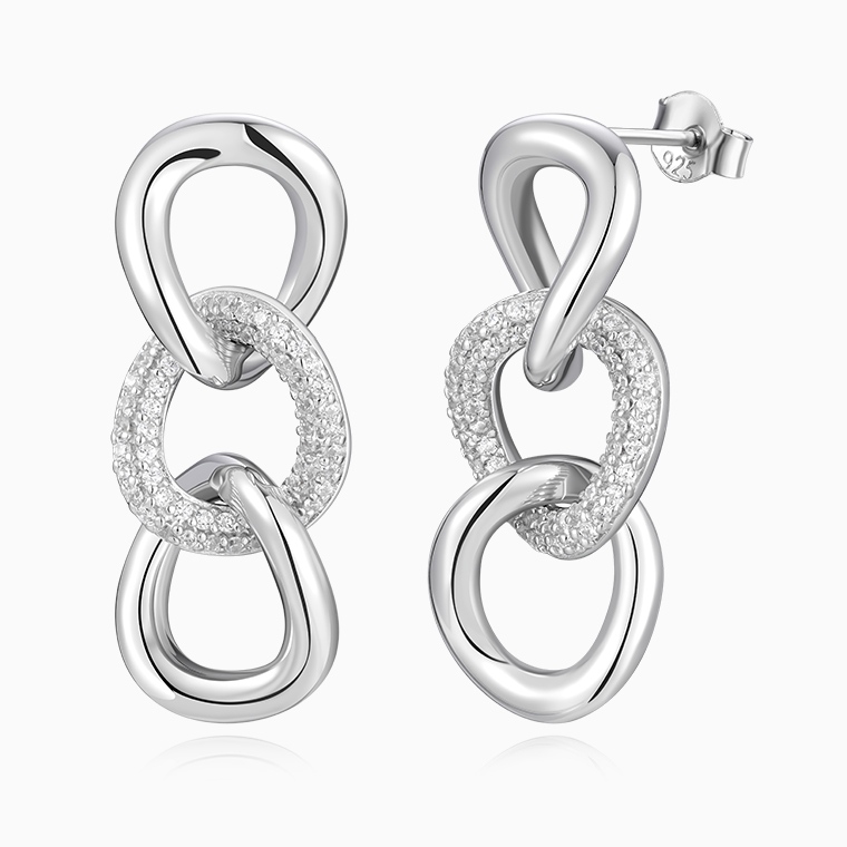 Shining Star Jewelry Simple Style Sterling Silver Zircon Women's Dangle Earrings
