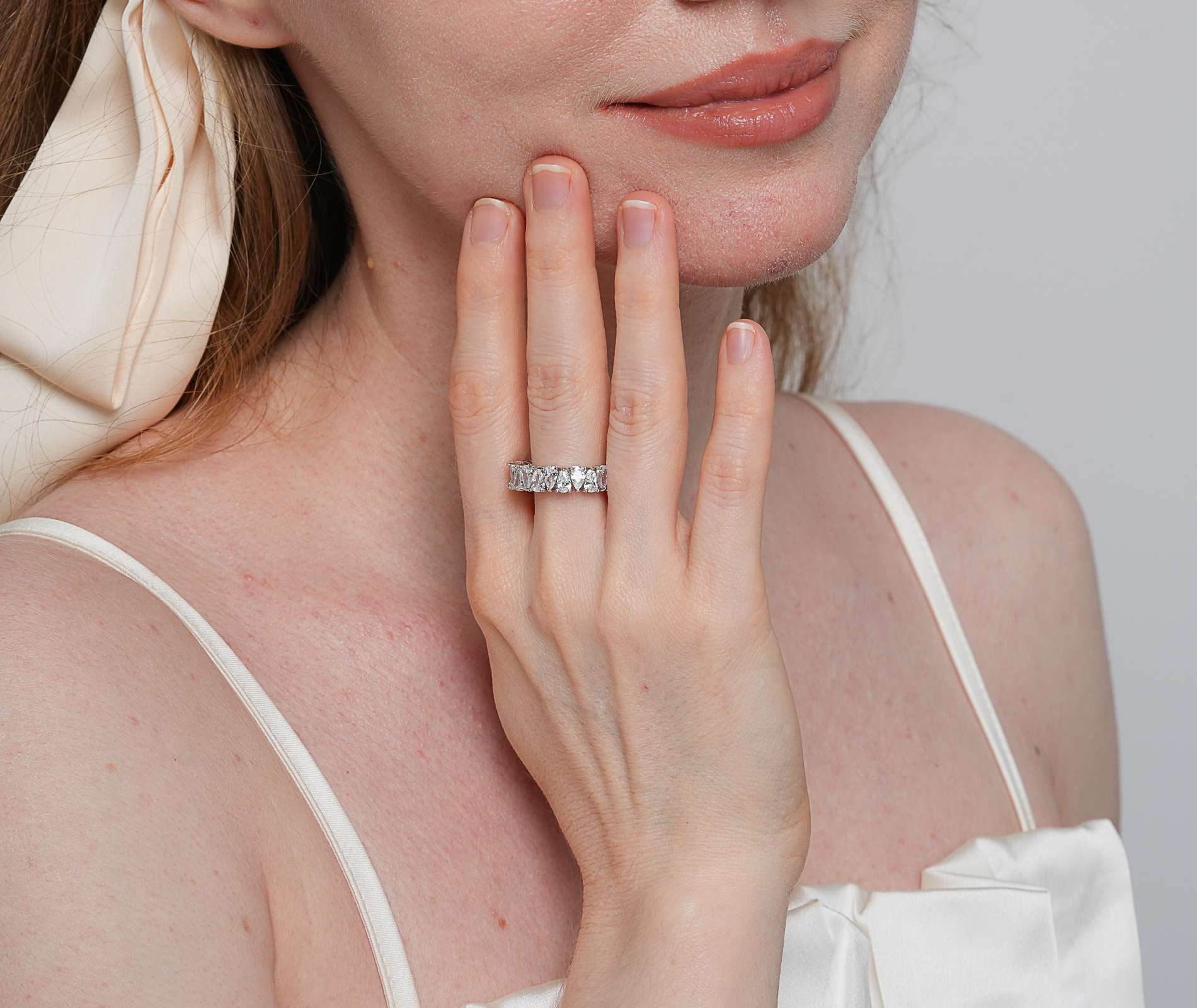 Shining Star Jewelry Luxury Unique Style Iced Out Zircon Pear Cut Tennis Ring Shining Star Jewelry Luxury Unique Style Iced Out Zircon Pear Cut Tennis Ring