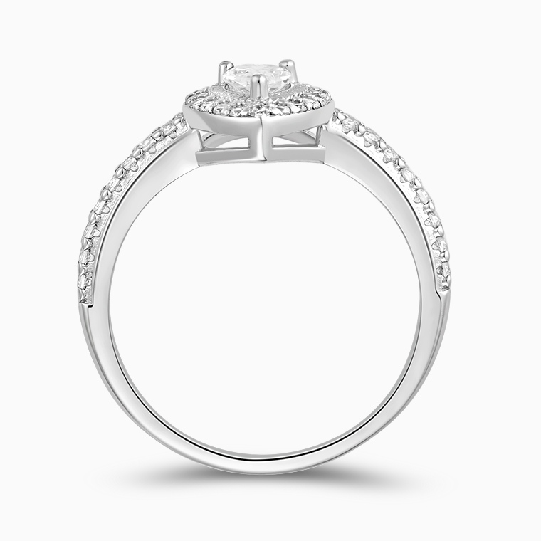 Shining Star Jewelry 0.5ct VVS Moissanite Pear Cut Women's Wedding Halo Ring