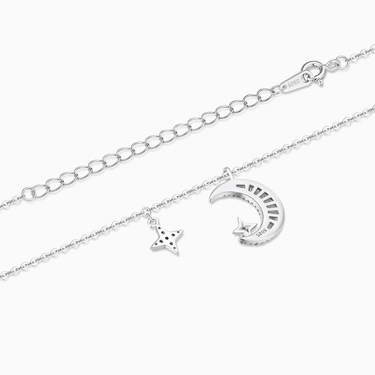Shining Star Jewelry Adjustable Baguette Zircon Moon Pendant Fine Necklace Women Shining Star Jewelry Adjustable Baguette Zircon Moon Pendant Fine Necklace Women