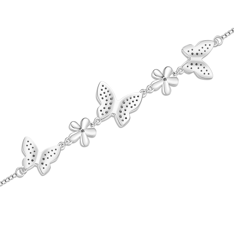 Shining Star Jewelry Women's Adjustable Moissanite Butterfly Flower Fine Bracelet Shining Star Jewelry Women's Adjustable Moissanite Butterfly Flower Fine Bracelet