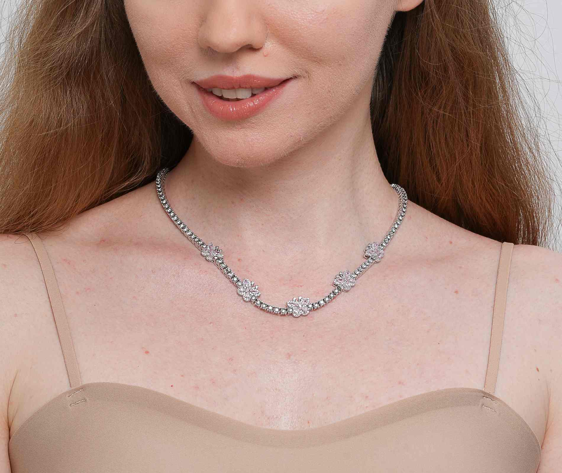 Shining Star Jewelry Women's Moissanite Colored Zircon Butterfly Tennis Necklace Shining Star Jewelry Women's Moissanite Colored Zircon Butterfly Tennis Necklace