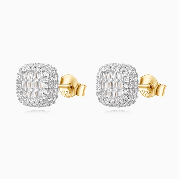 Shining Star Jewelry Baguette Cut Zircon Screw Back Stud Earrings Jewelry For Men