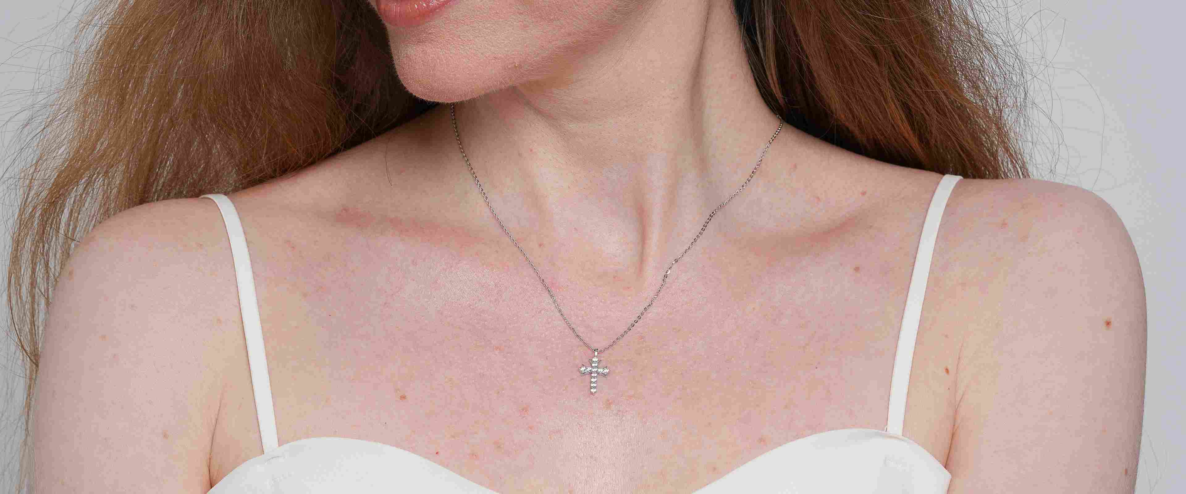 Shining Star Jewelry Adjustable Moissanite Gothic Cross Pendant Fine Necklace Shining Star Jewelry Adjustable Moissanite Gothic Cross Pendant Fine Necklace