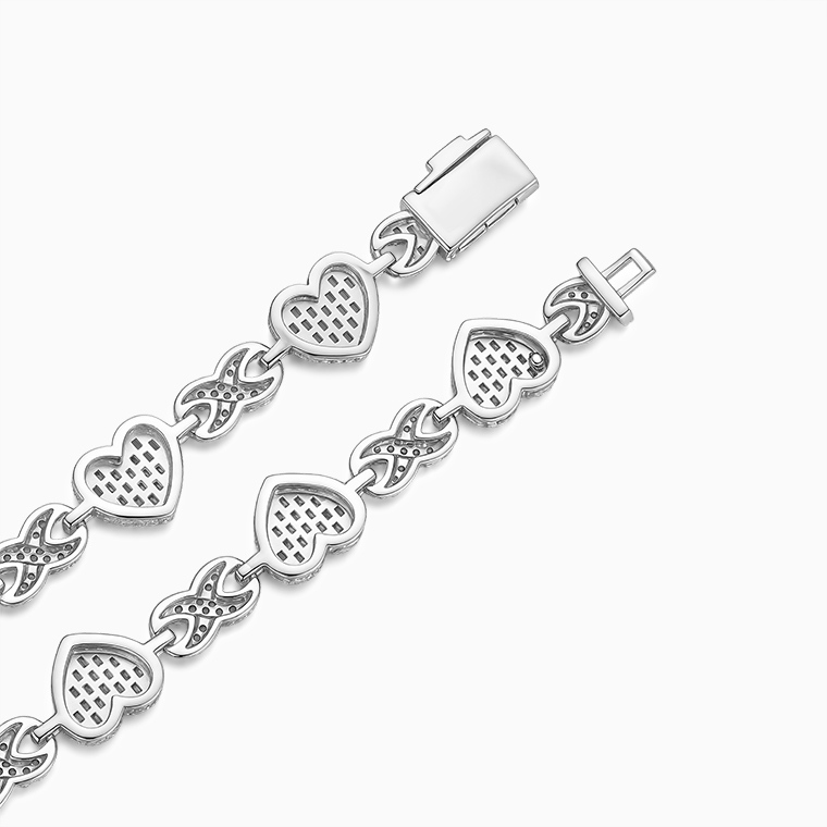 Shining Star Jewelry VVS Moissanite Infinity Link Chain Baguette Heart Necklace Shining Star Jewelry VVS Moissanite Infinity Link Chain Baguette Heart Necklace