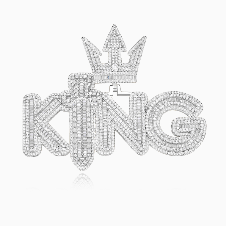 Shining Star Jewelry Fashionable Baguette Moissanite Big Size Letter KING Pendant