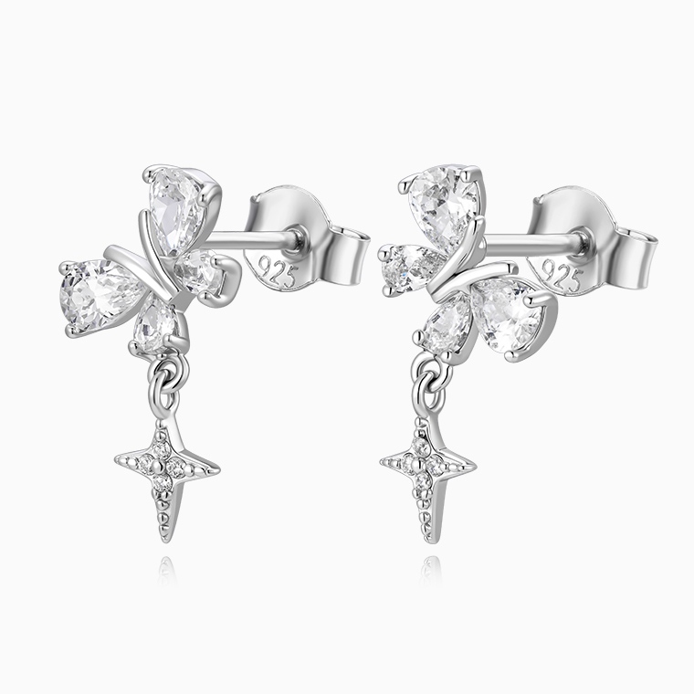 Shining Star Jewelry Fine Jewelry Silver Butterfly Earrings For Girls Shining Star Jewelry Fine Jewelry Silver Butterfly Earrings For Girls