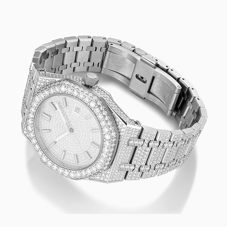 Shining Star Jewelry Custom Luxury Men Stainless Steel Moissanite Watch