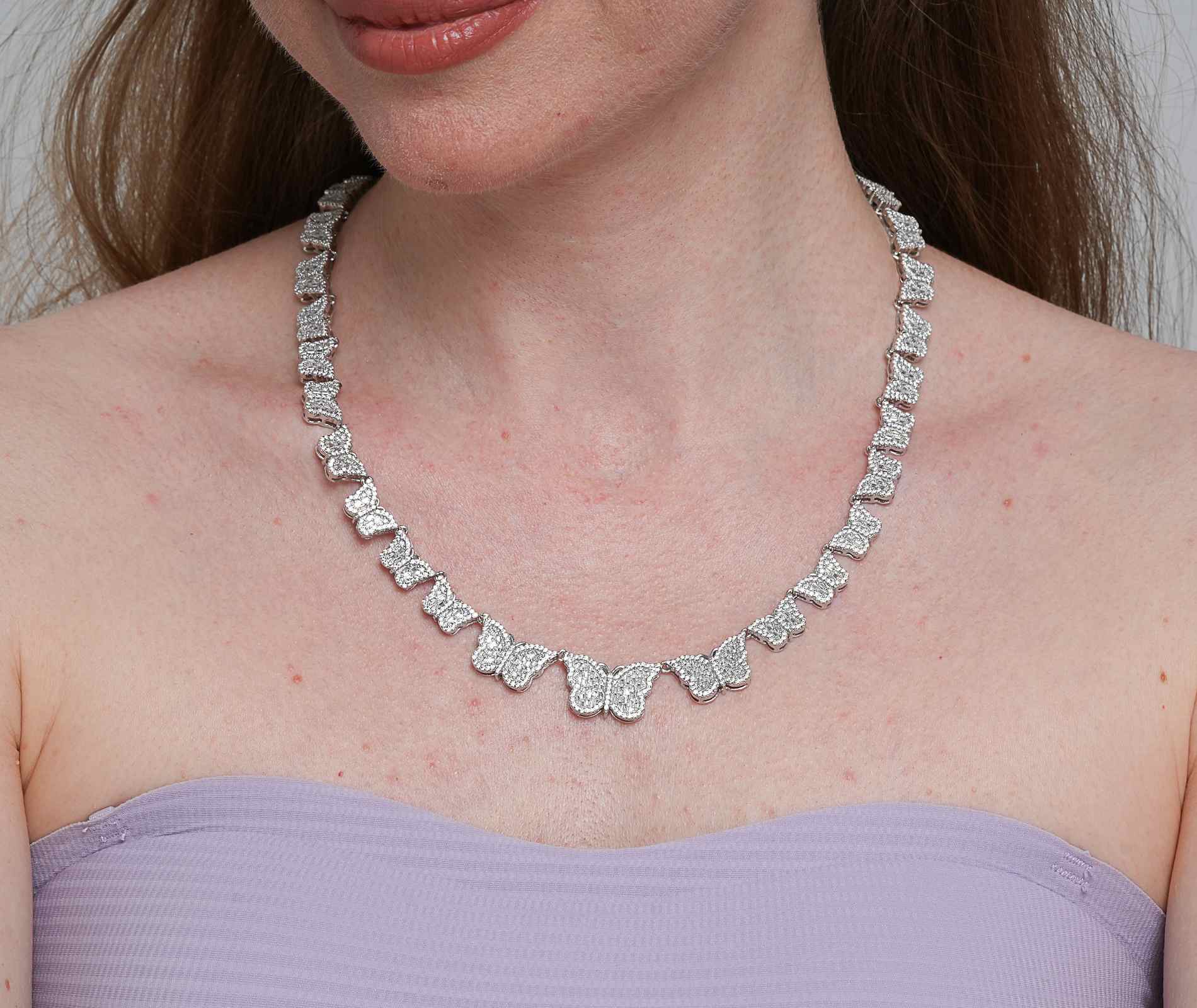 Shining Star Jewelry Luxury Moissanite Baguette Sparkling Butterfly Necklace Shining Star Jewelry Luxury Moissanite Baguette Sparkling Butterfly Necklace