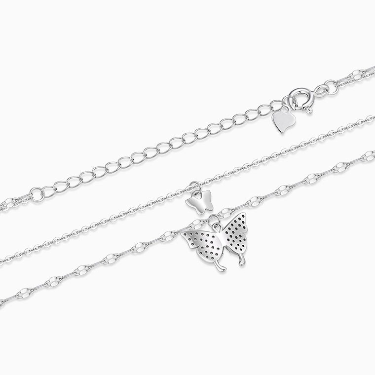 Shining Star Jewelry Adjustable Moissanite Butterfly Double Fine Necklace Women Shining Star Jewelry Adjustable Moissanite Butterfly Double Fine Necklace Women