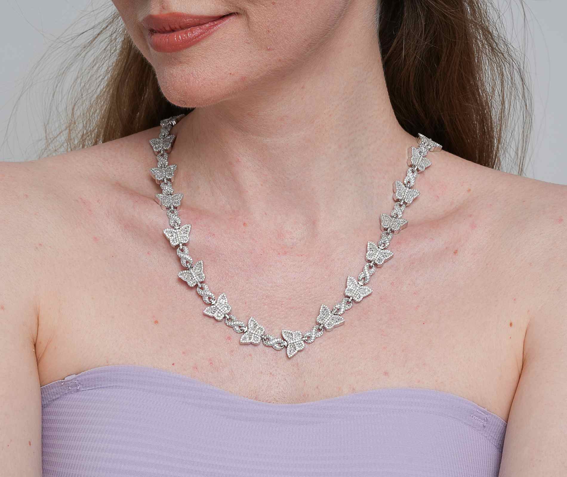 Shining Star Jewelry New Design Moissanite Infinity Link Chain Butterfly Necklace Shining Star Jewelry New Design Moissanite Infinity Link Chain Butterfly Necklace