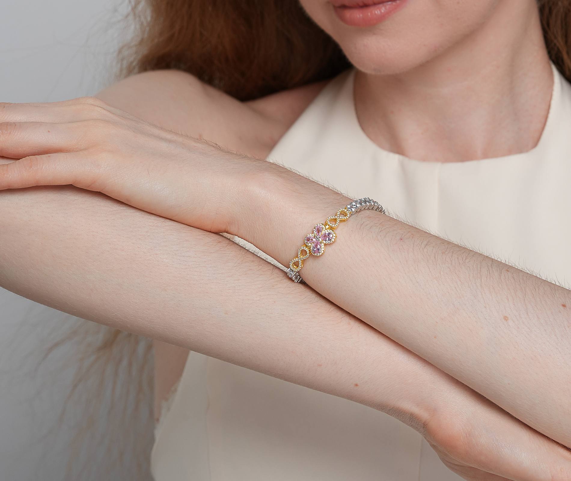 Shining Star Jewelry Colored Zircon Iced Out Two Tone Butterfly Tennis Bracelet Shining Star Jewelry Colored Zircon Iced Out Two Tone Butterfly Tennis Bracelet