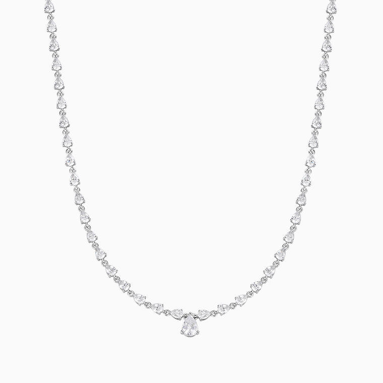 Shining Star Jewelry Bling Pear Shape Water Drop Moissanite Tennis Necklaces